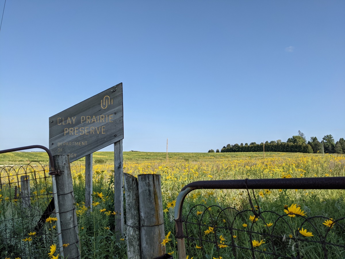 Entrance sign at Clay Prairie Preserve