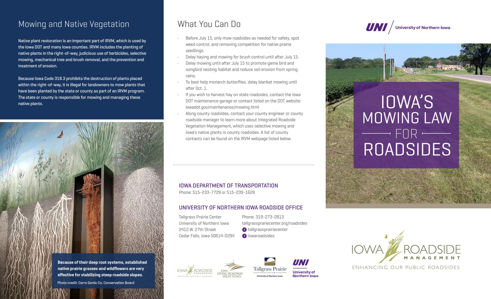 Image of the Iowa's Mowing Law for Roadsides brochure