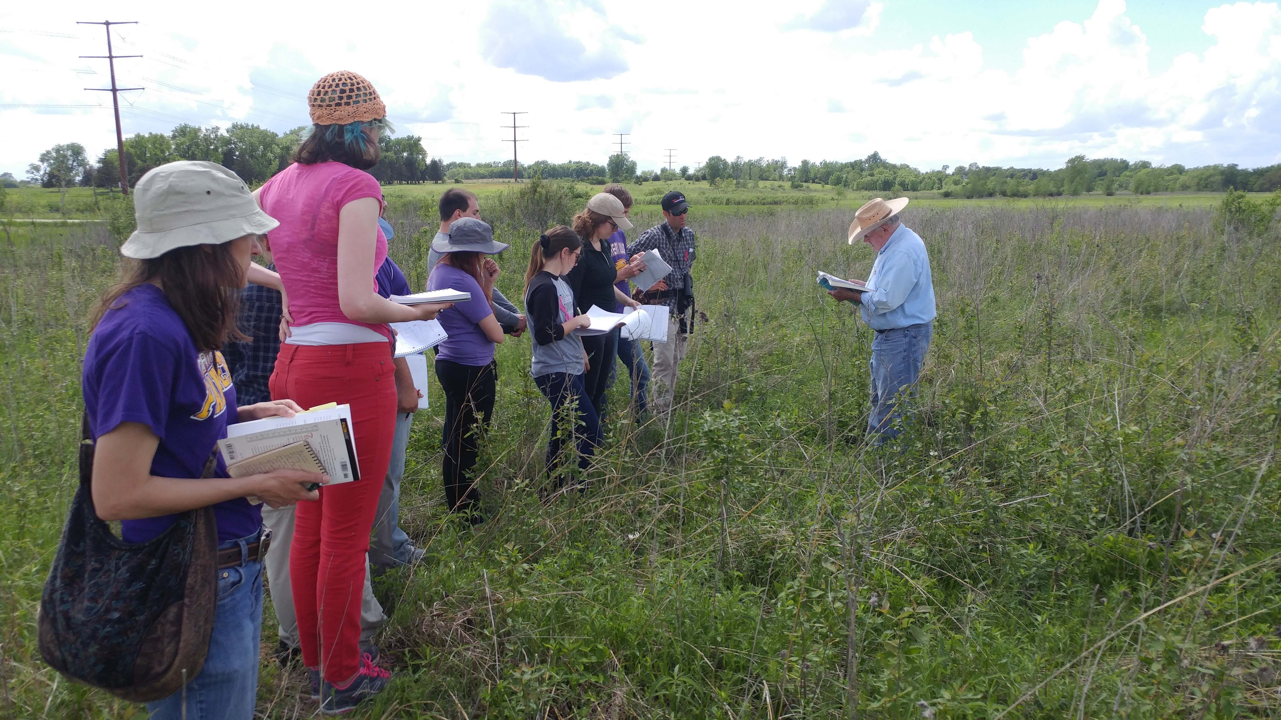 Students identifying plants in the field
